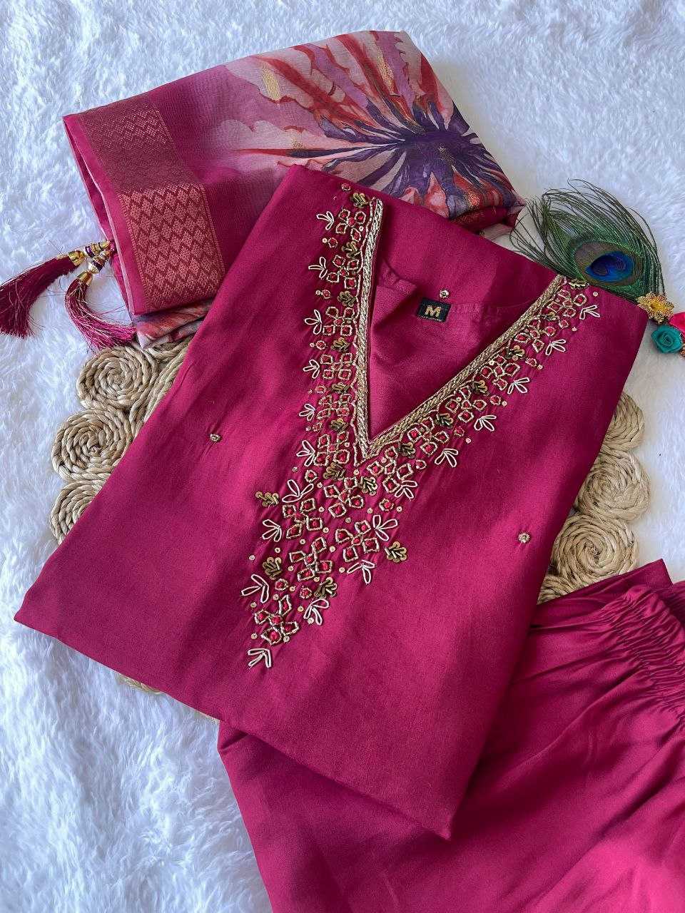 Premium Roman Silk Kesh137 313 Suits & Dresses  Ladies Silk Ladies Party Wear Zari Diwali Collections Work Suits