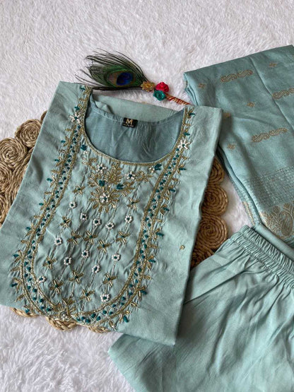 Premium Roman Silk Kesh137 325 Suits & Dresses  Ladies Embroidery Ladies Silk Diwali Collections Suits