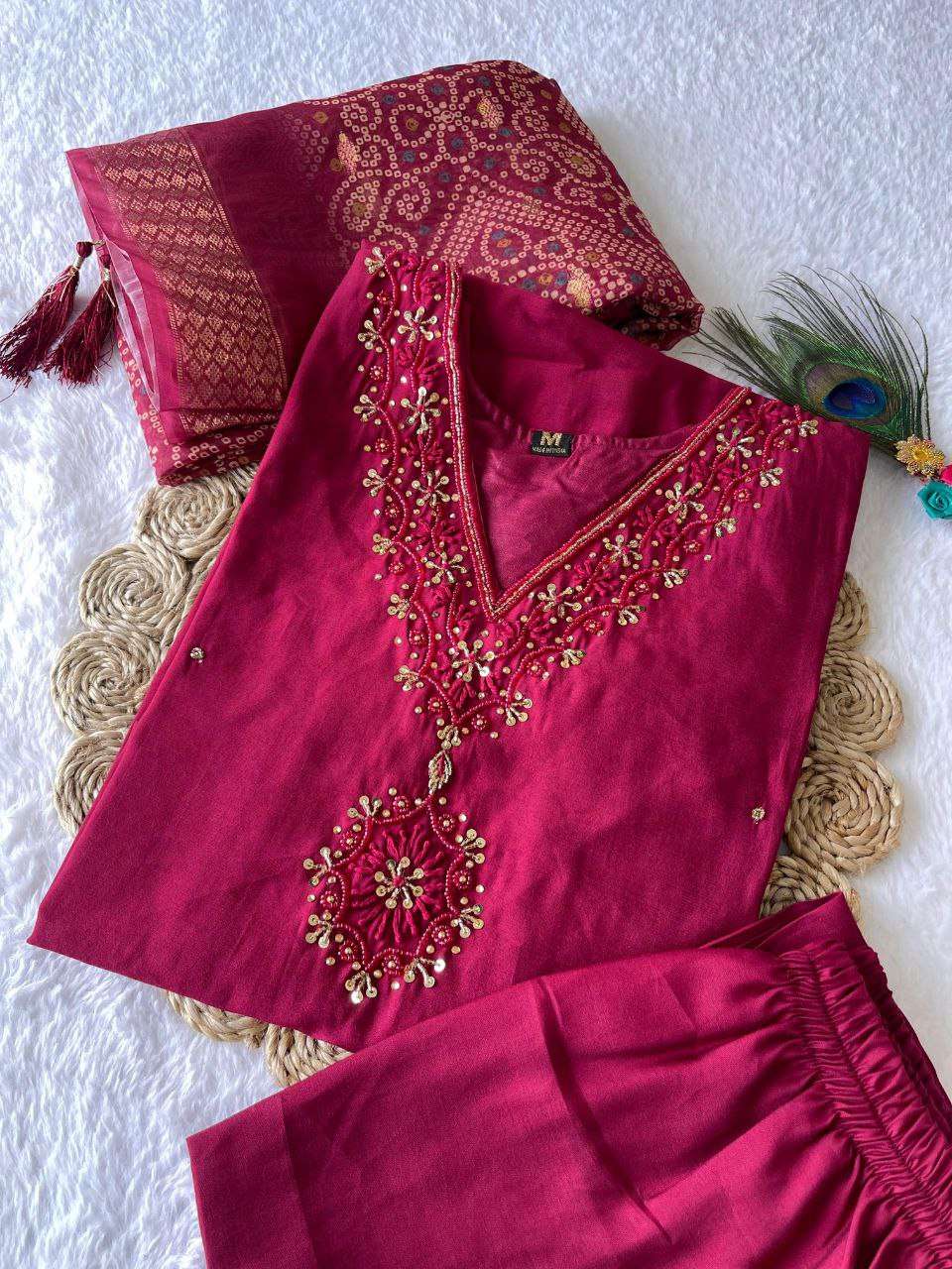 Premium Roman Silk Kesh137 328 Suits & Dresses  Embroidery Ladies Silk Wedding Ladiies Diwali Collections