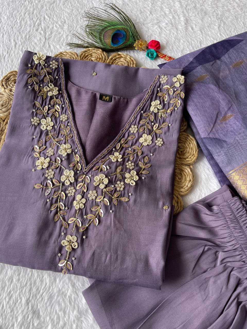 Premium Roman Silk Kesh137 335 Suits & Dresses  Ladies Silk Ladies Embroidery Diwali Collections Suits