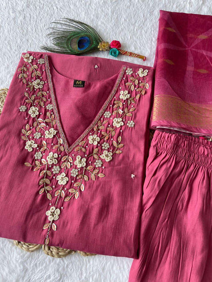 Premium Roman Silk Kesh137 335 Suits & Dresses  Ladies Silk Ladies Embroidery Diwali Collections Suits