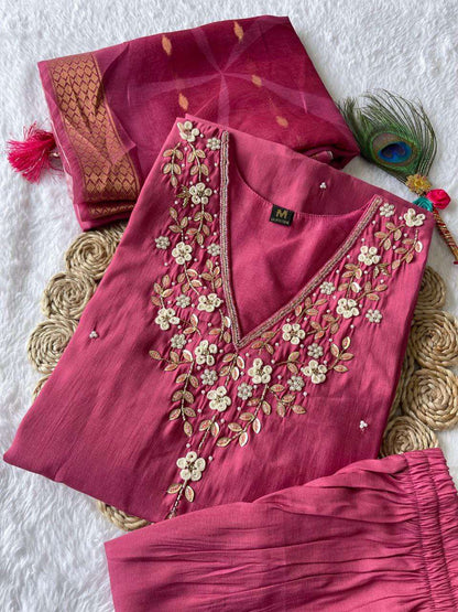 Premium Roman Silk Kesh137 335 Suits & Dresses  Ladies Silk Ladies Embroidery Diwali Collections Suits