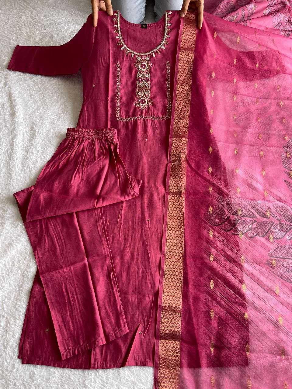 Premium Roman Silk Kesh137 342 Suits & Dresses  Ladies Silk Zari Work Suits