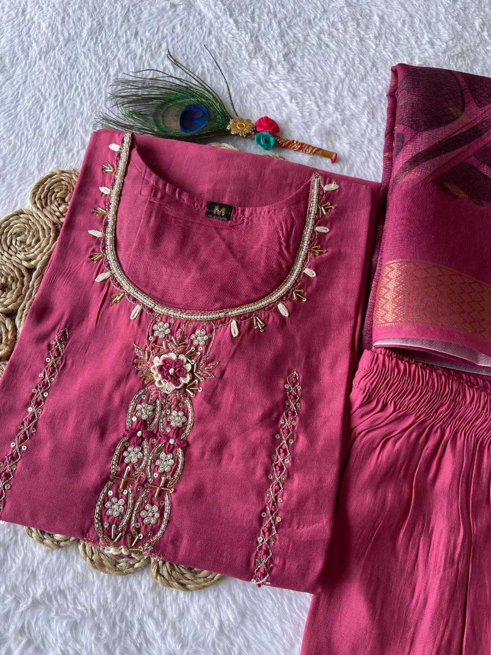 Premium Roman Silk Kesh137 342 Suits & Dresses  Ladies Silk Zari Work Suits