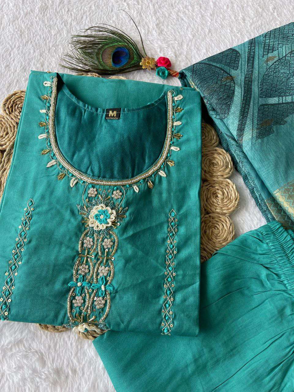 Premium Roman Silk Kesh137 342 Suits & Dresses  Ladies Silk Zari Work Suits