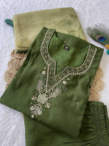 Premium Roman Silk Kesh137 344 Suits & Dresses  Ladies Silk Party Wear Embroidery Wedding Diwali Collections Suits