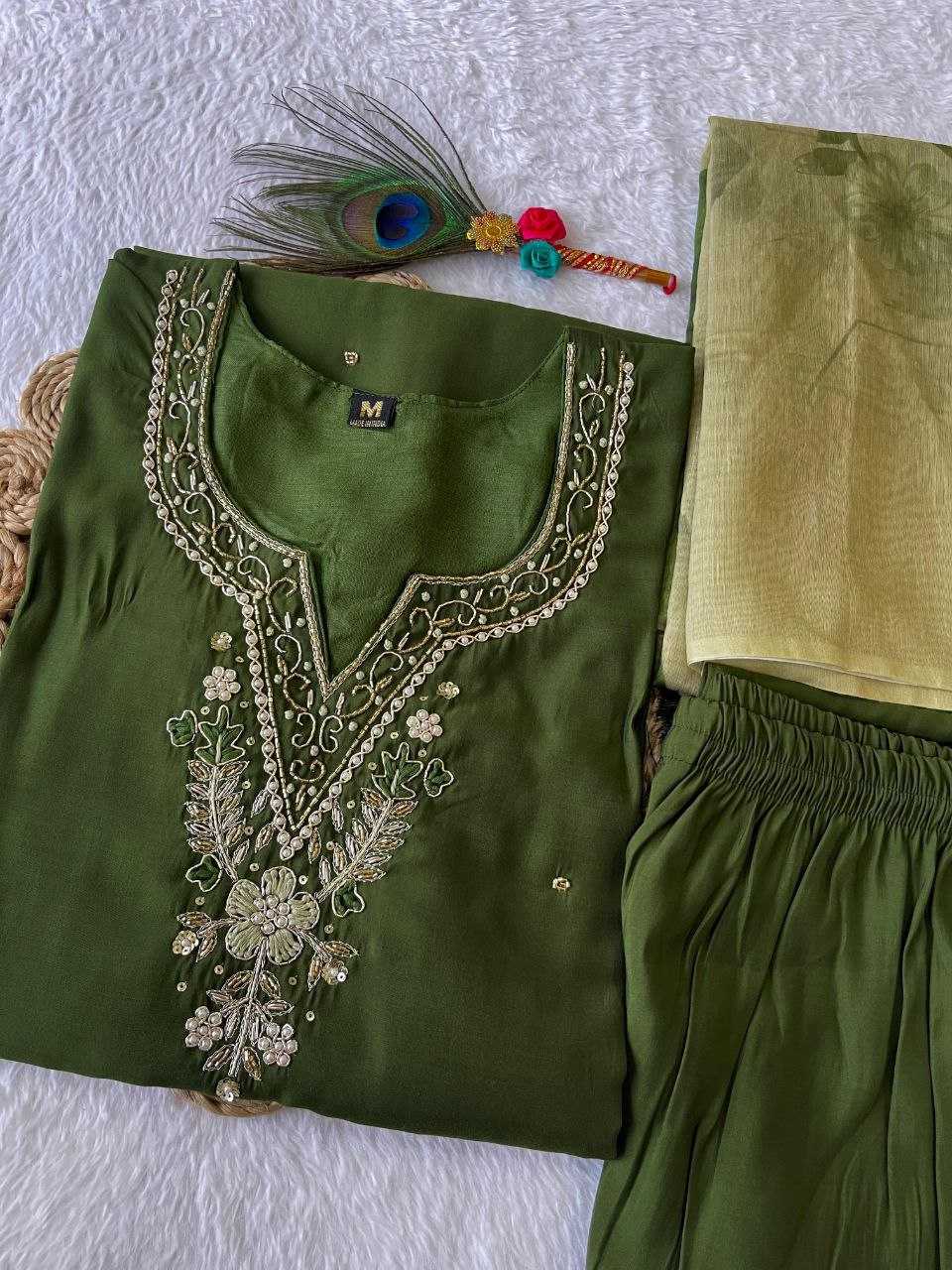 Premium Roman Silk Kesh137 344 Suits & Dresses  Ladies Silk Party Wear Embroidery Wedding Diwali Collections Suits