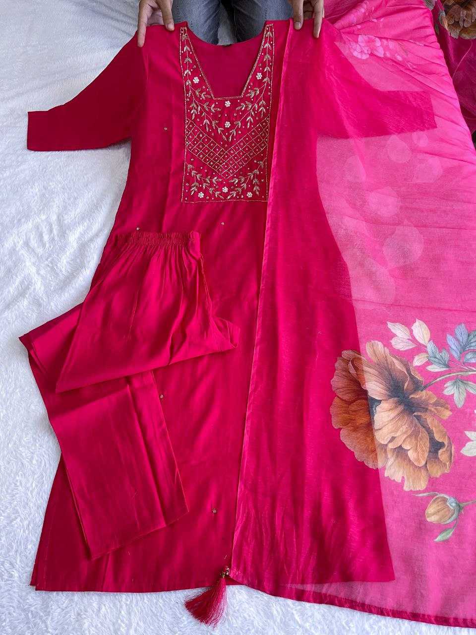 Premium Roman Silk Kesh137 346 Suits & Dresses  Ladies Silk Embroidery Ladies Suits