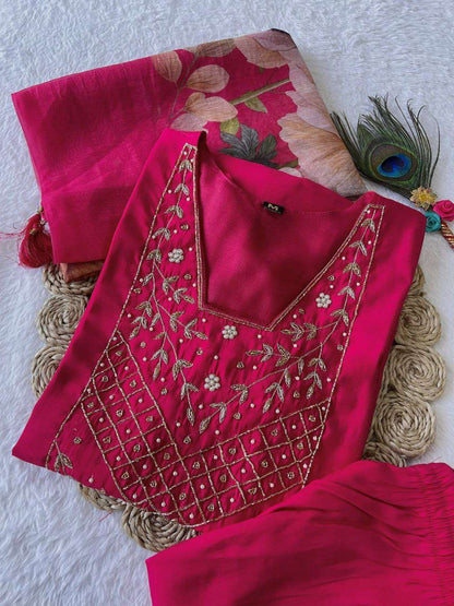 Premium Roman Silk Kesh137 346 Suits & Dresses  Ladies Silk Embroidery Ladies Suits