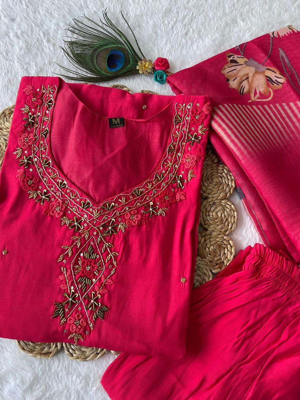 Premium Roman Silk Kesh137 348 Suits & Dresses  Ladies Silk Embroidery Party Wear Wedding Diwali Collections Suits