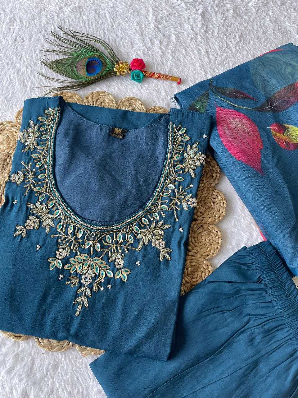 Premium Roman Silk Kesh137 349 Suits & Dresses  Embroidery Ladies Silk Ladies Party Wear Diwali Collections Suits