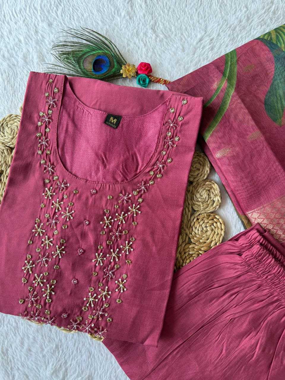 Premium Roman Silk Kesh137 356 Suits & Dresses  Ladies Silk Long Kurti Pink Salwar Suits