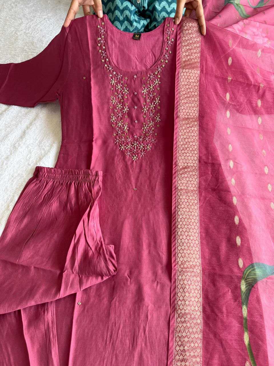 Premium Roman Silk Kesh137 356 Suits & Dresses  Ladies Silk Long Kurti Pink Salwar Suits