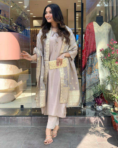 Premium Roman Silk Kesh211 Ldy104 Suits & Dresses  Zari Work Silk Long Kurti Suits Manufacture