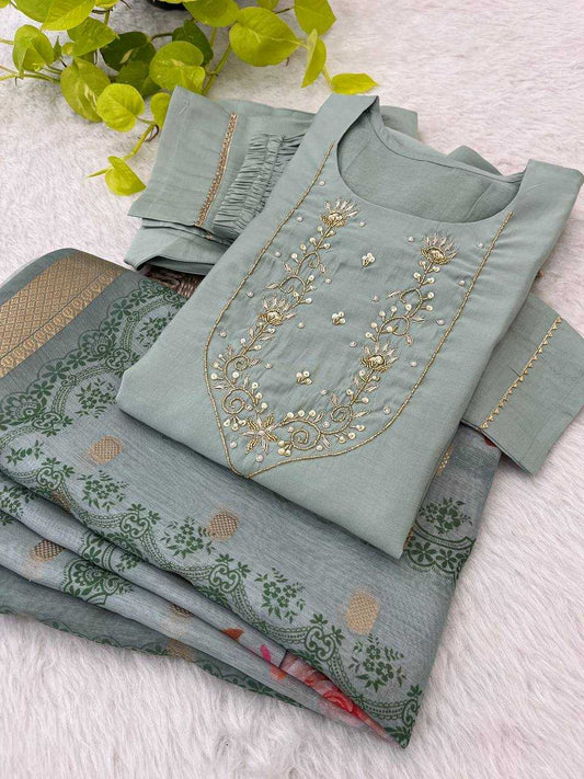 Premium Roman Silk Kesh240 374 Suits & Dresses  Ladies Silk Long Kurti Suits