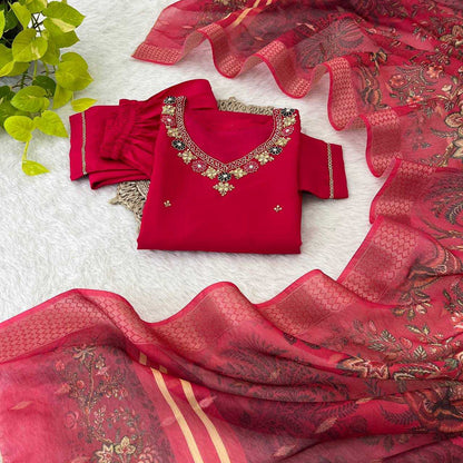 Premium Roman Silk Kesh240 387 Suits & Dresses  Red Salwar Ladies Silk Long Kurti Suits Manufacture