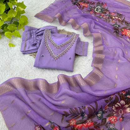 Premium Roman Silk Kesh240 388 Lavender Suits & Dresses  Ladies Silk Long Kurti Suits Manufacture