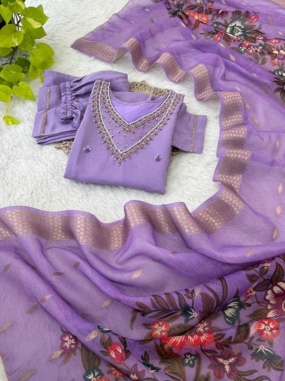 Premium Roman Silk Kesh240 388 Lavender Suits & Dresses  Ladies Silk Long Kurti Suits Manufacture