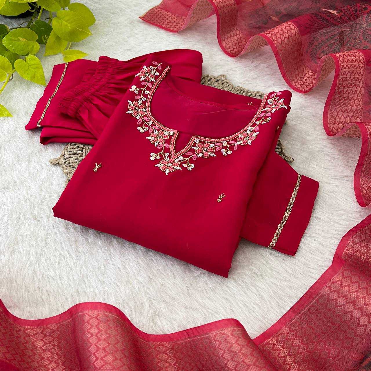 Premium Roman Silk Kesh240 398 Suits & Dresses  Silk Long Kurti Red Salwar Suits Manufacture