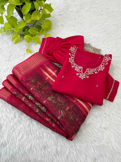 Premium Roman Silk Kesh240 398 Suits & Dresses  Silk Long Kurti Red Salwar Suits Manufacture