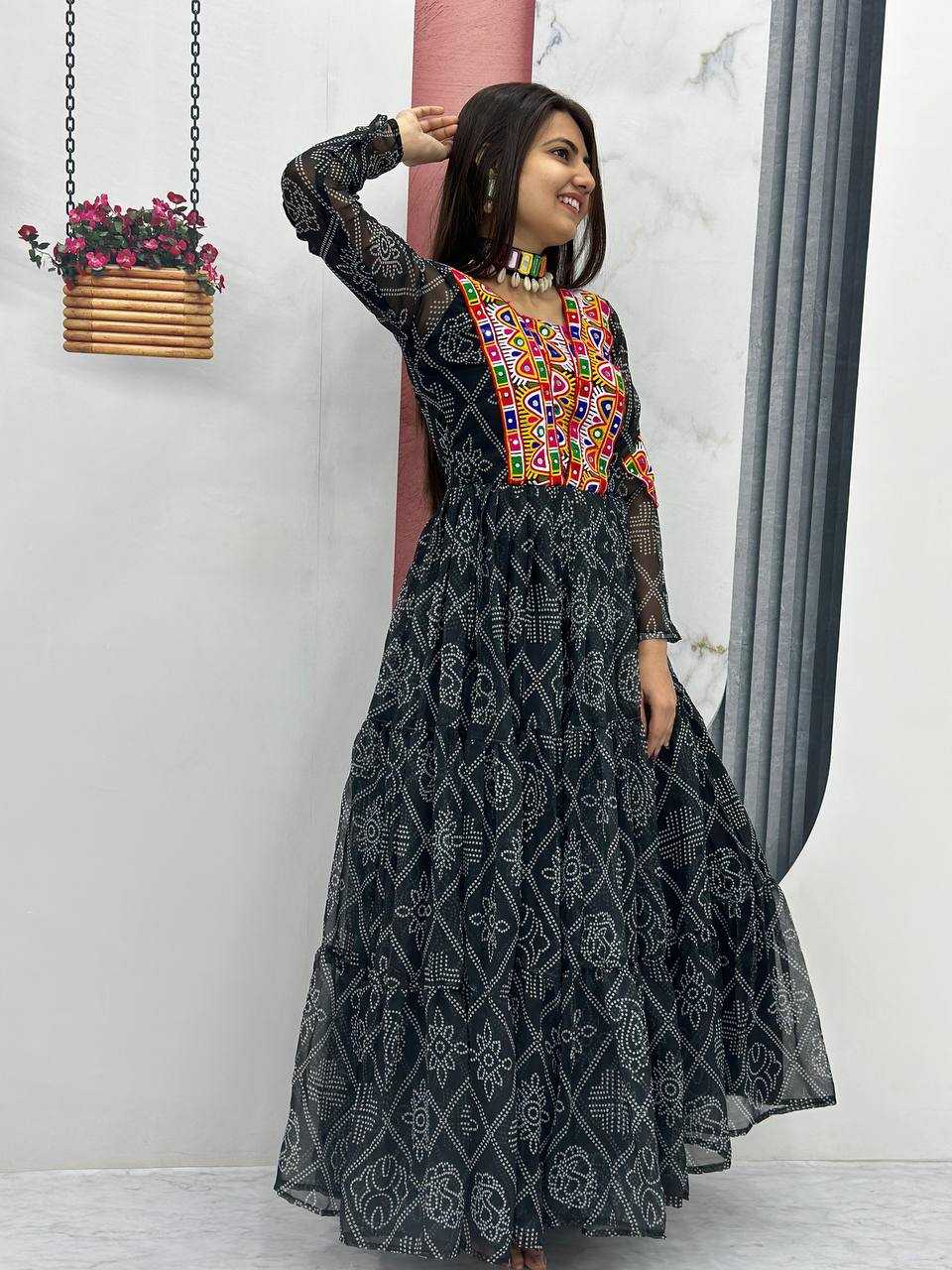 Pure Bandhej Kesh119 N25 Gowns  Printed Fancy Long Navratri Gowns