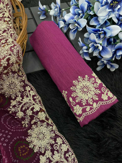 Pure Chiffon Rin128 Rjk89 Sarees  Chiffon Bandhani Printed Gota Patti Work Cutwork Sarees