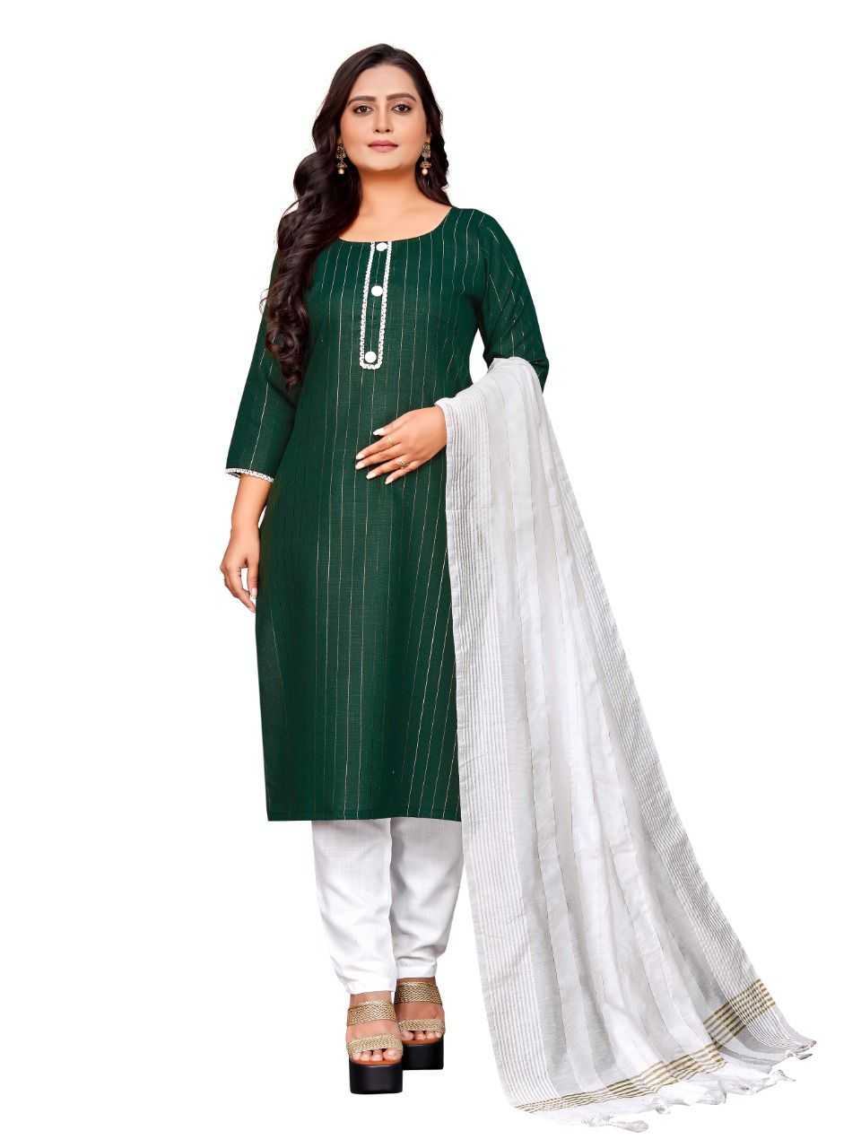 Pure Cotton Rin191 Twinkle Suits & Dresses  Ladies Cotton Zari Work Suits