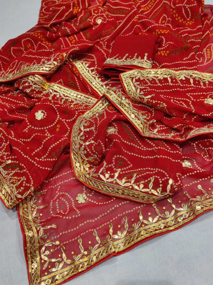 Pure Jorhat Nsd 36 Sarees  Gota Patti Bandhani Rajasthani Sarees