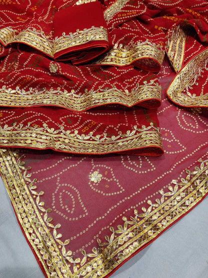 Pure Jorhat Nsd 36 Sarees  Gota Patti Bandhani Rajasthani Sarees