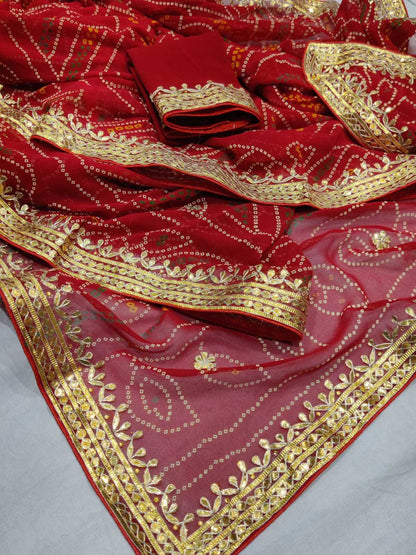 Pure Jorhat Nsd 36 Sarees  Gota Patti Bandhani Rajasthani Sarees