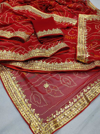 Pure Jorhat Nsd 36 Sarees  Gota Patti Bandhani Rajasthani Sarees