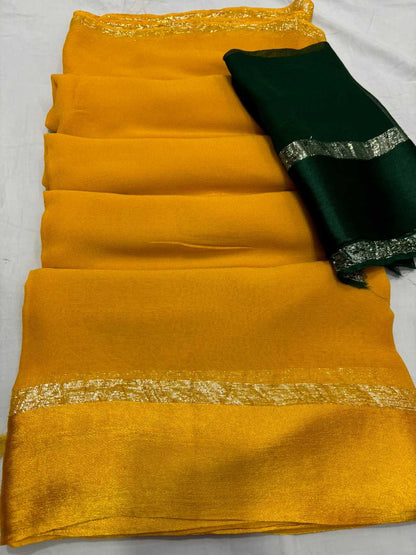 Pure Jorhat Nsd Ready Sarees  Ladies Plain Crape Satin Sarees