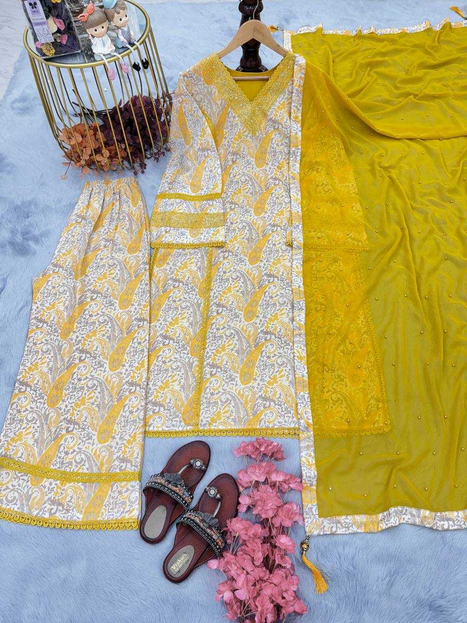 Pure Maslin Silk Kesh141 158 Suits & Dresses Islamic Clothing  Pakistani Printed Palazzo Ladies Silk Suits