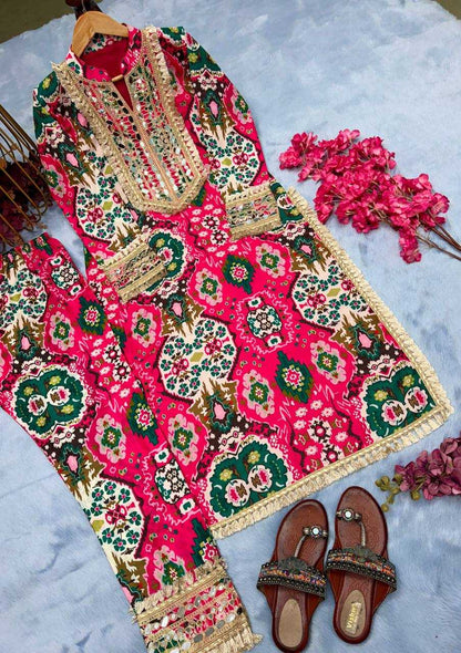 Pure Maslin Silk Kesh141 177 Kurtis  Printed Silk Kurtis Embroidered Kurtis With Bottom