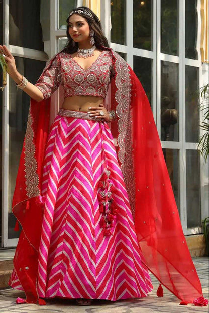 Pure Maslin Silk Kesh176 90 Lehengas  Silk Printed Embroidered Lehenga With Dupatta Lehenga With Blouse Pink Lehengas