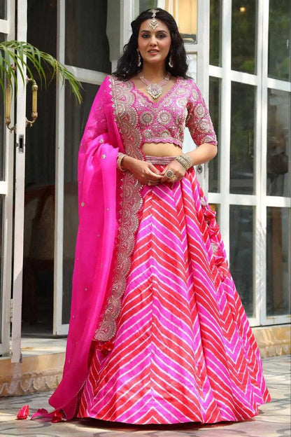 Pure Maslin Silk Kesh176 90 Lehengas  Silk Printed Embroidered Lehenga With Dupatta Lehenga With Blouse Pink Lehengas