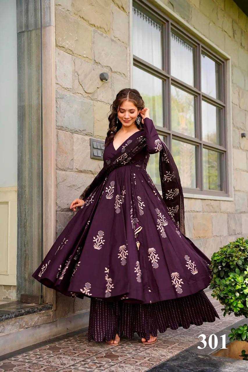 Pure Maslin Silk Ksb 308-B Gowns  Printed Fancy Anarkali Gowns