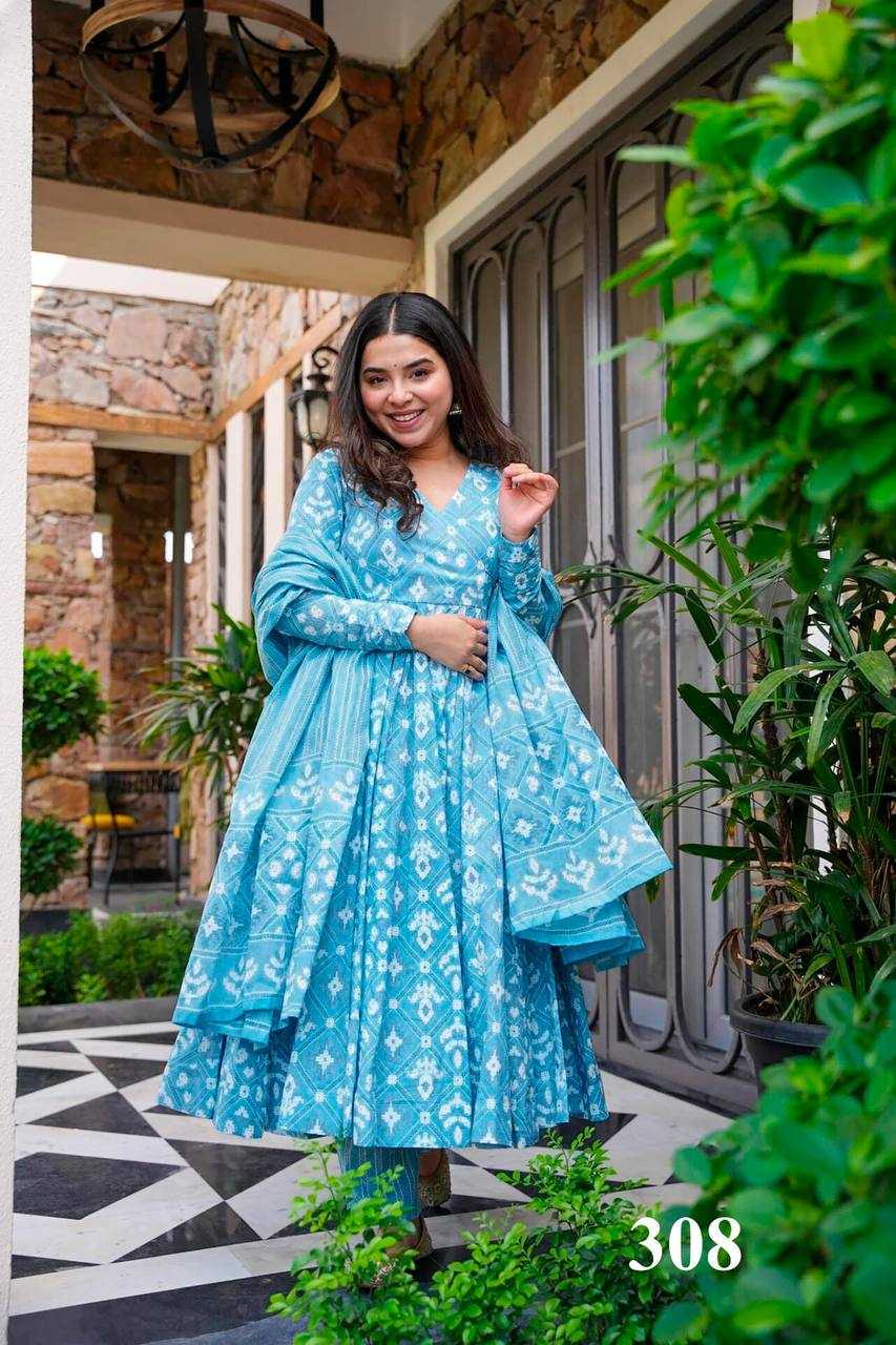 Pure Maslin Silk Ksb 308-B Gowns  Printed Fancy Anarkali Gowns