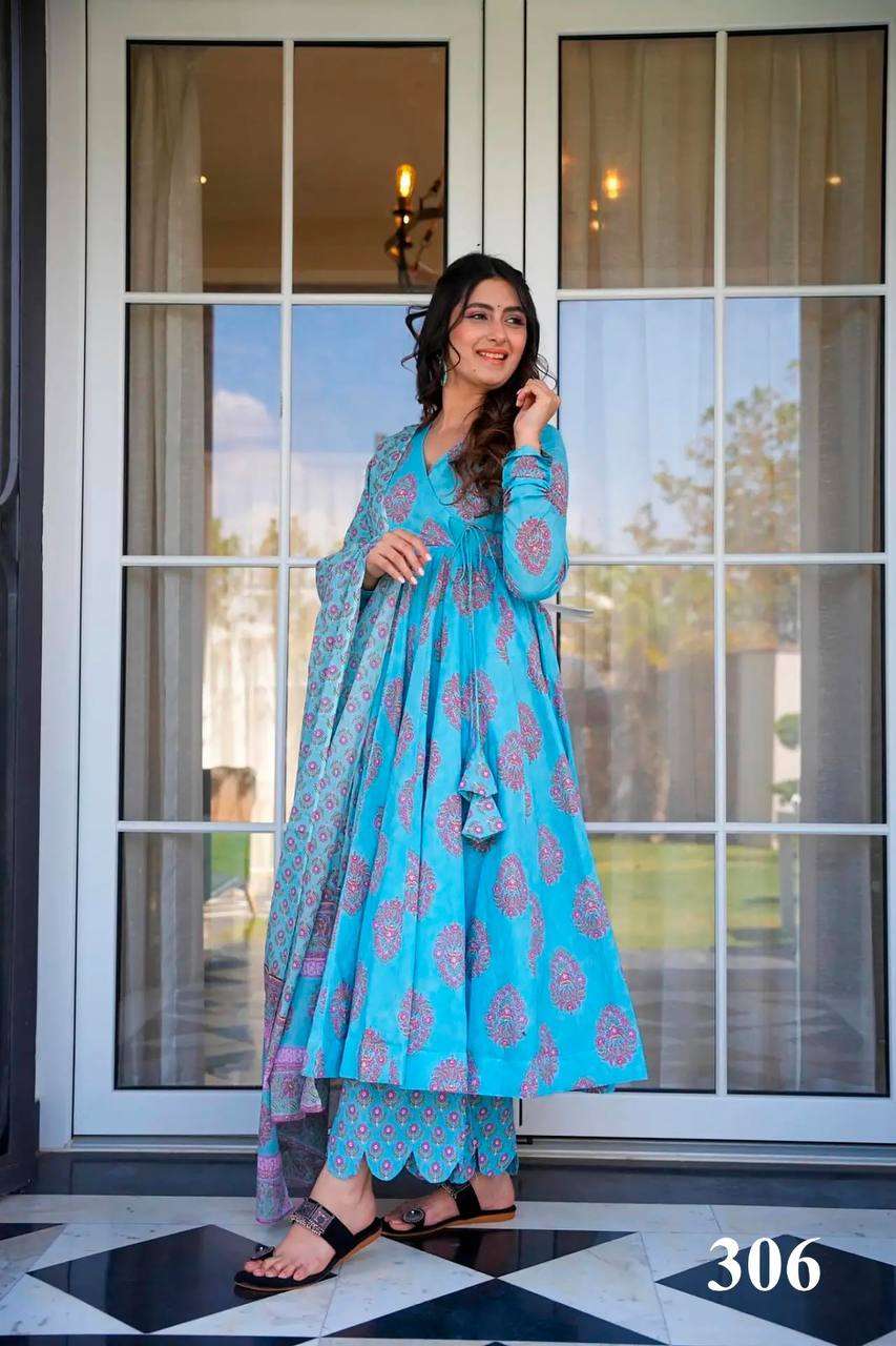 Pure Maslin Silk Ksb 308-B Gowns  Printed Fancy Anarkali Gowns