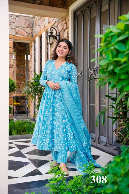 Pure Maslin Silk Ksb 308-B Gowns  Printed Fancy Anarkali Gowns