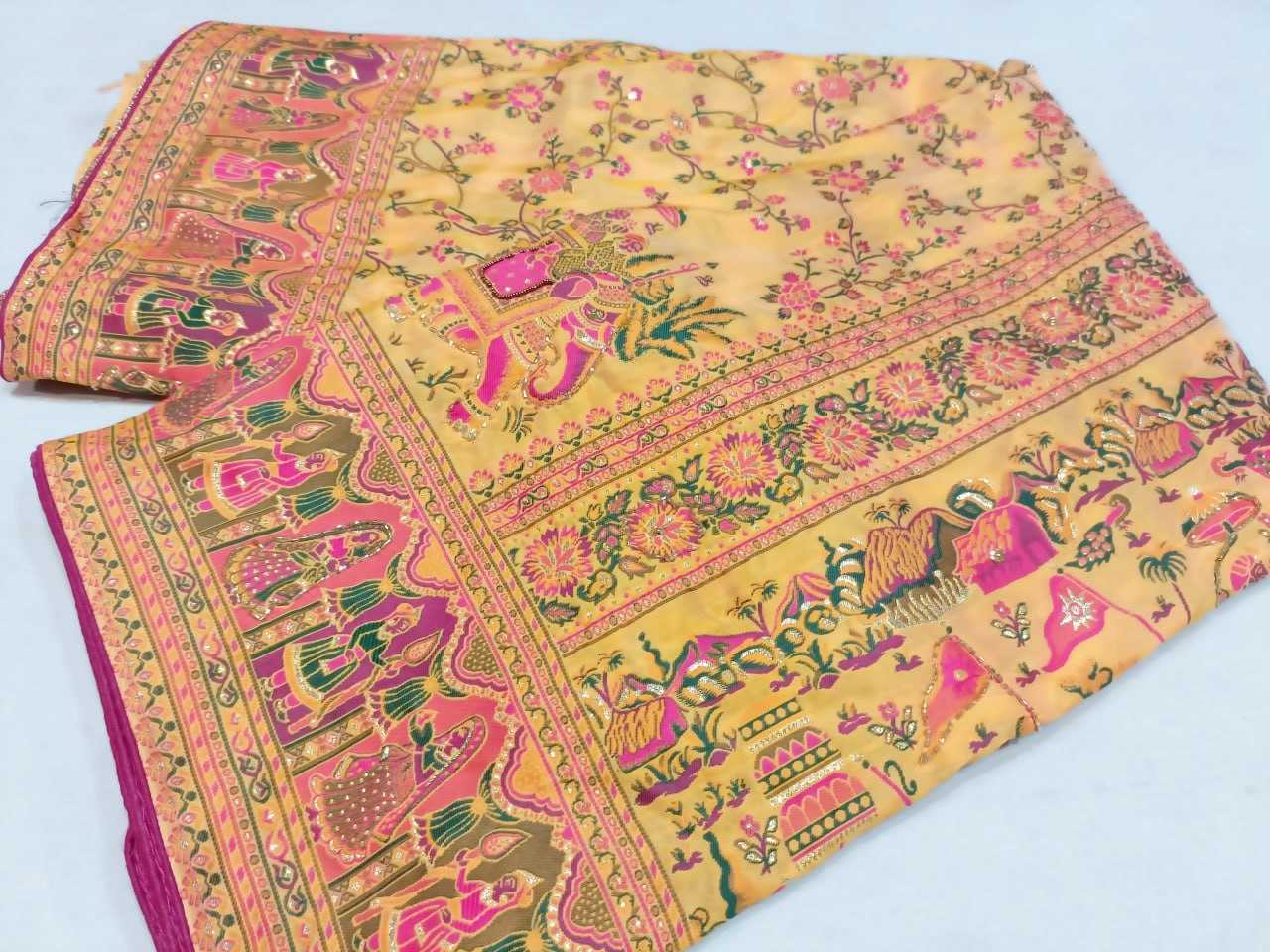 Pure Pashmina Rin126 Jht18 Sarees  Designer Printed Hand Work Diwali Wedding Sarees