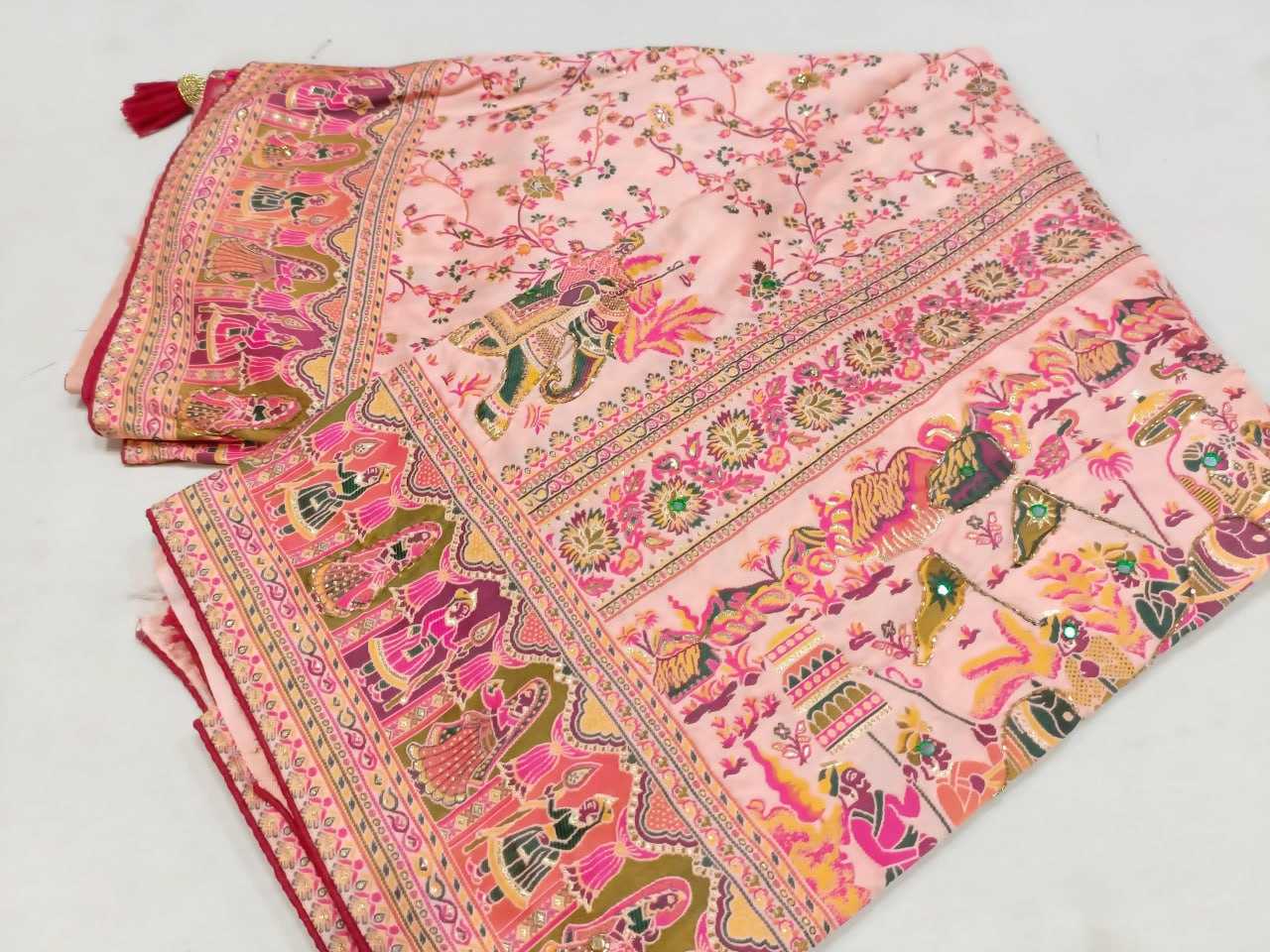 Pure Pashmina Rin126 Jht18 Sarees  Designer Printed Hand Work Diwali Wedding Sarees