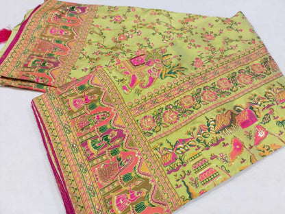 Pure Pashmina Rin126 Jht18 Sarees  Designer Printed Hand Work Diwali Wedding Sarees