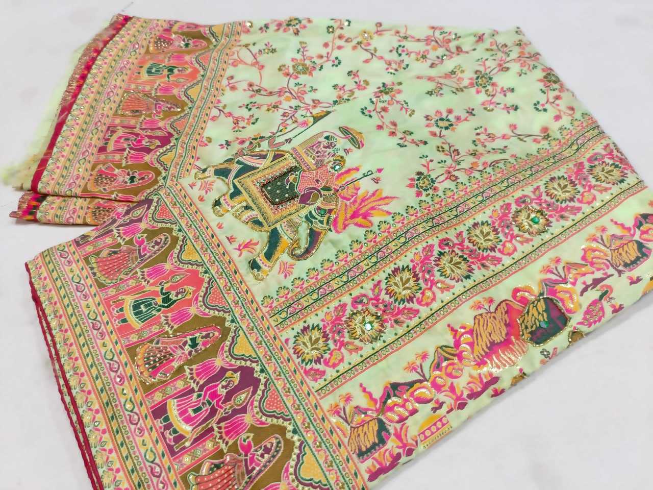 Pure Pashmina Rin126 Jht18 Sarees  Designer Printed Hand Work Diwali Wedding Sarees