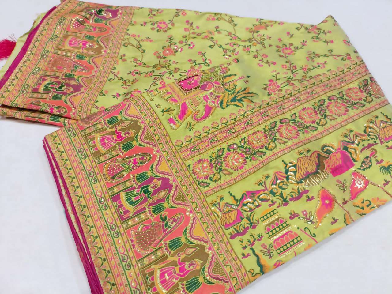 Pure Pashmina Rin126 Jht18 Sarees  Designer Printed Hand Work Diwali Wedding Sarees