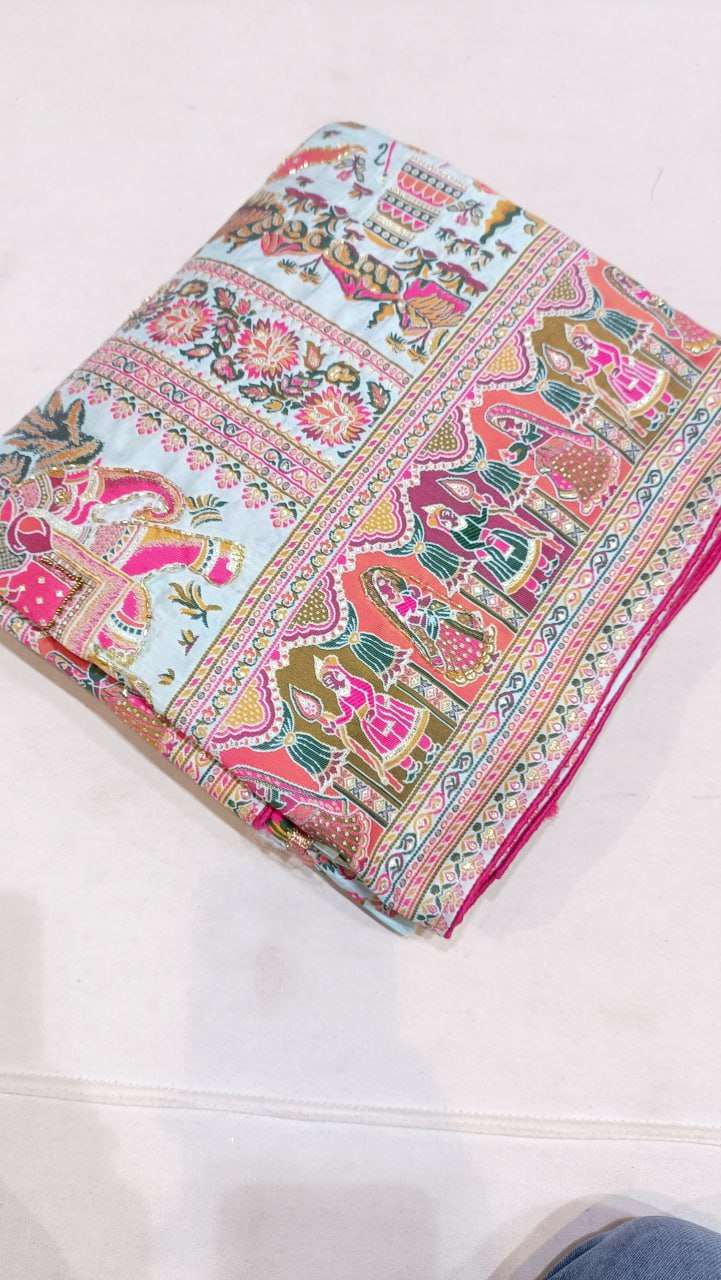 Pure Pashmina Rin126 Jht18 Sarees  Designer Printed Hand Work Diwali Wedding Sarees