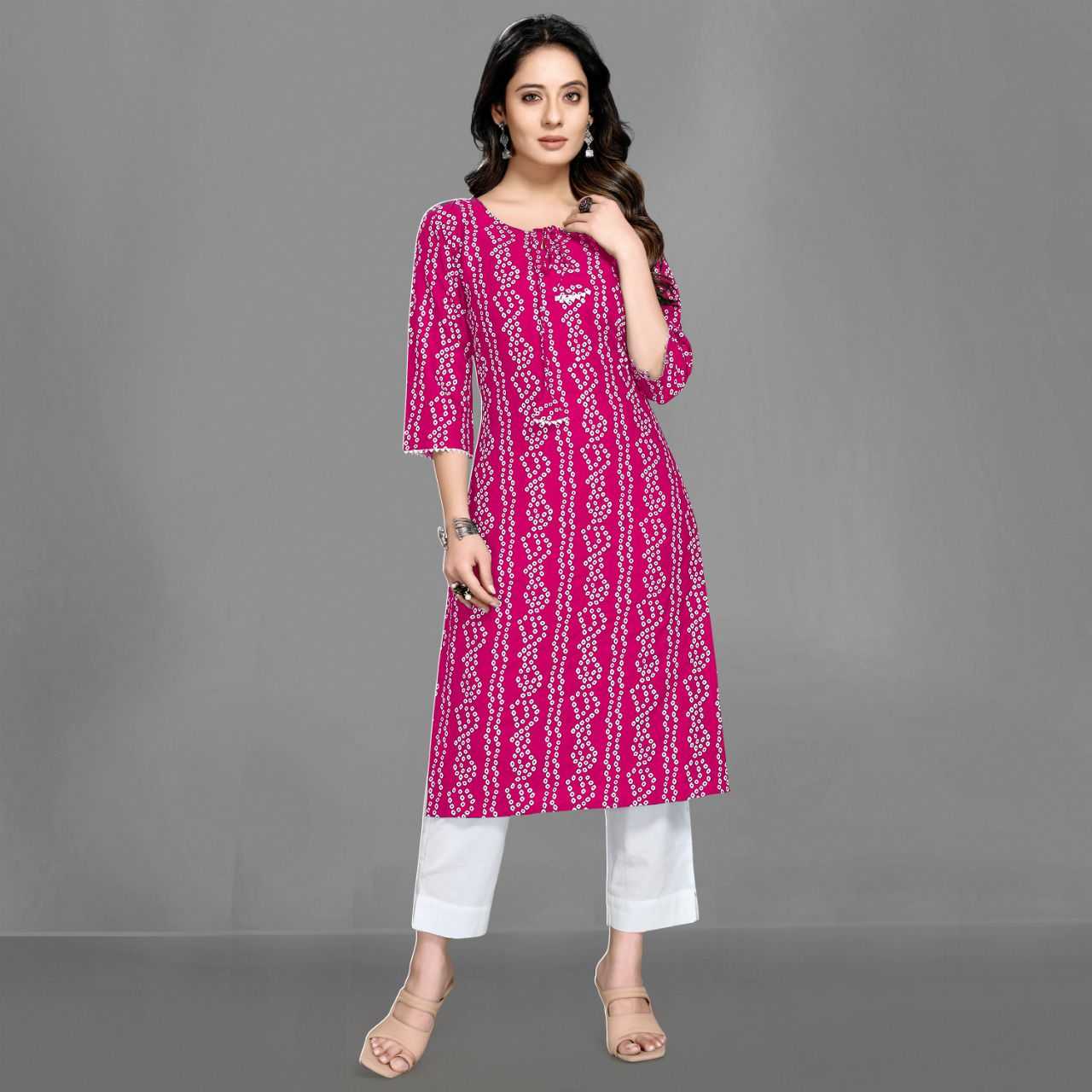 Pure Rayon Rin158 1017 Kurtis  Long Printed Rayon Ladies Kurtis