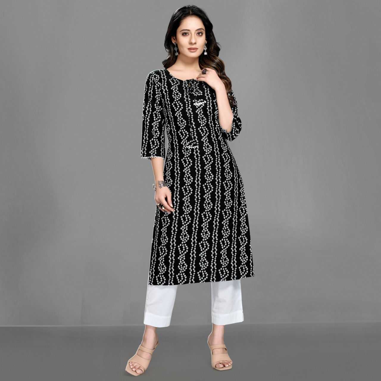 Pure Rayon Rin158 1017 Kurtis  Long Printed Rayon Ladies Kurtis