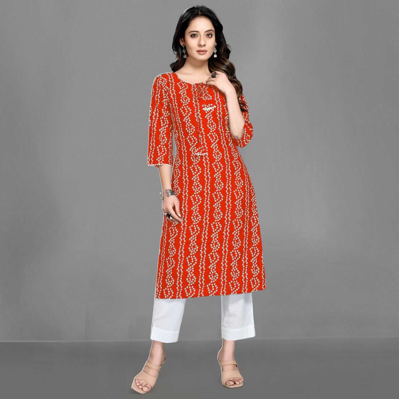 Pure Rayon Rin158 1017 Kurtis  Long Printed Rayon Ladies Kurtis