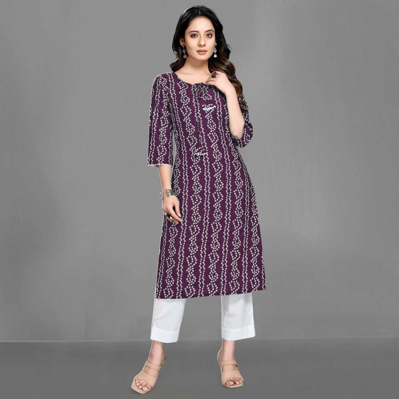 Pure Rayon Rin158 1017 Kurtis  Long Printed Rayon Ladies Kurtis